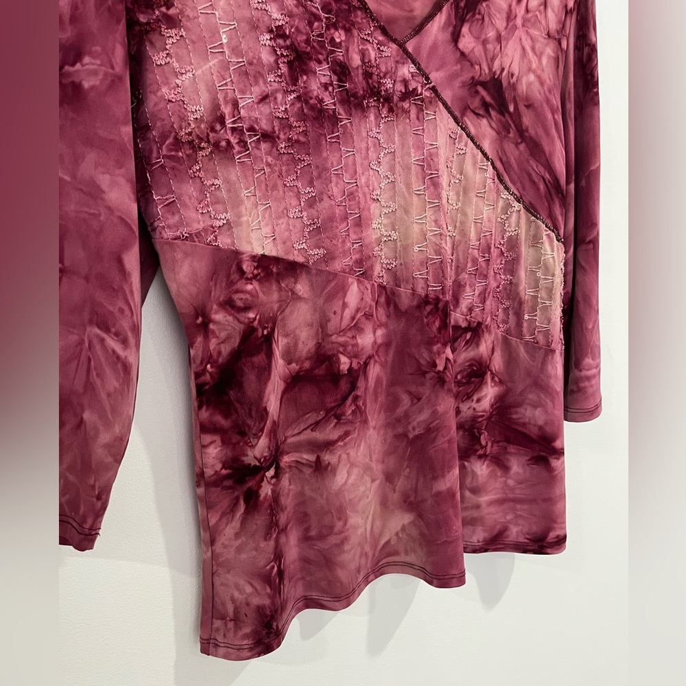 Bobbie Brooks Tie Dye Beaded Y2K Womens‎ Top 3/4 Sleeve Stretchy Size Large - Picture 3 of 8
